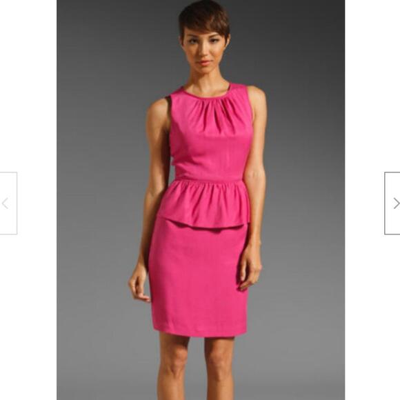 Nwt Trina Turk Pink Peplum Dress 8 sleevless www9 - Picture 1 of 8